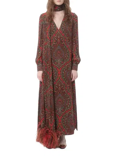 Valentino Garavani Women's Georgette Midi Dress with Voyage Imaginaire Cashmere Print - Paris Multicolor | Thumbnail 2 Valentino Garavani Women's Georgette Midi Dress with Voyage Imaginaire Cashmere Print - Paris Multicolor | Thumbnail 2