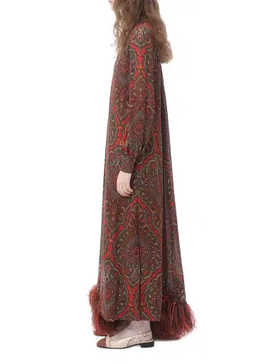 Valentino Garavani Women's Georgette Midi Dress with Voyage Imaginaire Cashmere Print - Paris Multicolor | Thumbnail 3 Valentino Garavani Women's Georgette Midi Dress with Voyage Imaginaire Cashmere Print - Paris Multicolor | Thumbnail 3