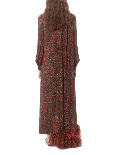 Valentino Garavani Women's Georgette Midi Dress with Voyage Imaginaire Cashmere Print - Paris Multicolor | Thumbnail 4 Valentino Garavani Women's Georgette Midi Dress with Voyage Imaginaire Cashmere Print - Paris Multicolor | Thumbnail 4