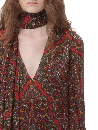 Valentino Garavani Women's Georgette Midi Dress with Voyage Imaginaire Cashmere Print - Paris Multicolor | Thumbnail 5 Valentino Garavani Women's Georgette Midi Dress with Voyage Imaginaire Cashmere Print - Paris Multicolor | Thumbnail 5