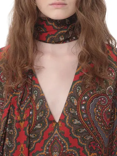 Valentino Garavani Women's Georgette Midi Dress with Voyage Imaginaire Cashmere Print - Paris Multicolor | Thumbnail 6 Valentino Garavani Women's Georgette Midi Dress with Voyage Imaginaire Cashmere Print - Paris Multicolor | Thumbnail 6