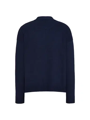 Valentino Garavani Men's Wool Cardigan with Rubberized V Detail - Navy | Thumbnail 2 Valentino Garavani Men's Wool Cardigan with Rubberized V Detail - Navy | Thumbnail 2