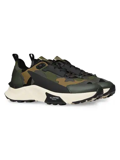 Valentino Garavani Men's Low Top True Act Camouflage Sneakers in Rubberized Fabric | Thumbnail 2 Valentino Garavani Men's Low Top True Act Camouflage Sneakers in Rubberized Fabric | Thumbnail 2