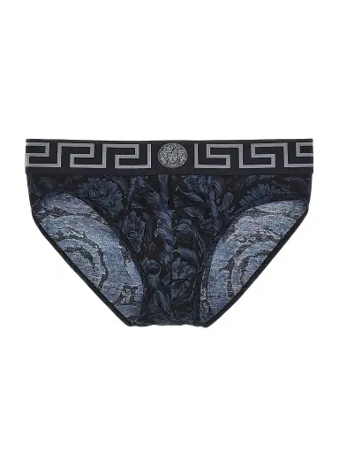 Versace Men's All Over Baroque Print Brief - Black Grey | Thumbnail 1 Versace Men's All Over Baroque Print Brief - Black Grey | Thumbnail 1