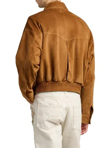 Versace Men's Suede Drop-Shoulder Blouson Jacket - Brown | Thumbnail 5 Versace Men's Suede Drop-Shoulder Blouson Jacket - Brown | Thumbnail 5