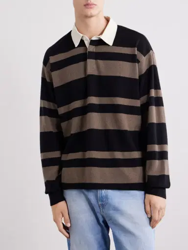 Frame Striped Wool and Cashmere-Blend Polo Shirt - Men | Thumbnail 3 Frame Striped Wool and Cashmere-Blend Polo Shirt - Men | Thumbnail 3