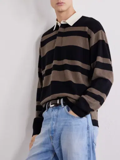 Frame Striped Wool and Cashmere-Blend Polo Shirt - Men | Thumbnail 5 Frame Striped Wool and Cashmere-Blend Polo Shirt - Men | Thumbnail 5