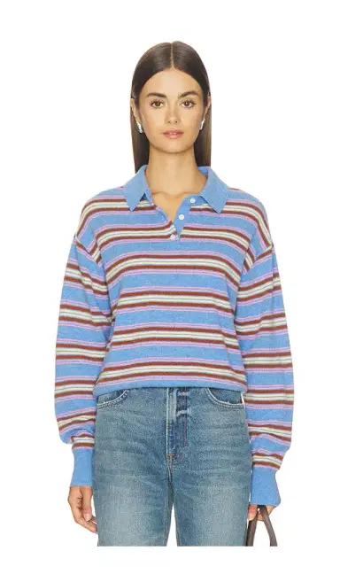 Guest In Residence Collegiate Stripe Polo | Thumbnail 1 Guest In Residence Collegiate Stripe Polo | Thumbnail 1