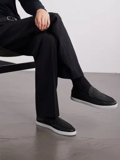 Christian Louboutin NeoCL Logo-Embossed Leather Boat Shoes - Men | Thumbnail 2 Christian Louboutin NeoCL Logo-Embossed Leather Boat Shoes - Men | Thumbnail 2