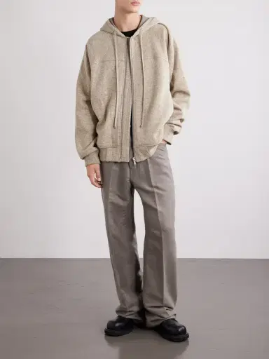 Rick Owens Wool and Cotton-Blend Zip-Up Hoodie - Men | Thumbnail 2 Rick Owens Wool and Cotton-Blend Zip-Up Hoodie - Men | Thumbnail 2