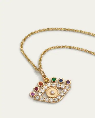 Sydney Evan 14k Yellow Gold Evil Eye Petals Charm Necklace | Thumbnail 3 Sydney Evan 14k Yellow Gold Evil Eye Petals Charm Necklace | Thumbnail 3