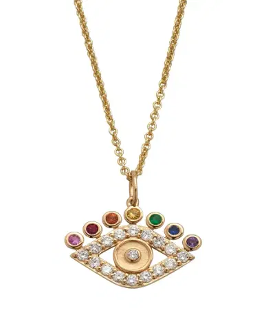 Sydney Evan 14k Yellow Gold Evil Eye Petals Charm Necklace | Thumbnail 1 Sydney Evan 14k Yellow Gold Evil Eye Petals Charm Necklace | Thumbnail 1