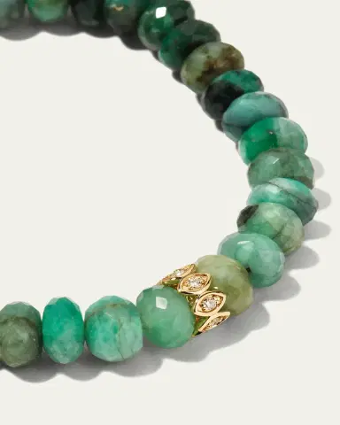 Sydney Evan 8mm Natural Emerald Bracelet with Marquise Evil Eye Rondelle | Thumbnail 3 Sydney Evan 8mm Natural Emerald Bracelet with Marquise Evil Eye Rondelle | Thumbnail 3