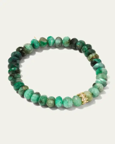 Sydney Evan 8mm Natural Emerald Bracelet with Marquise Evil Eye Rondelle | Thumbnail 4 Sydney Evan 8mm Natural Emerald Bracelet with Marquise Evil Eye Rondelle | Thumbnail 4