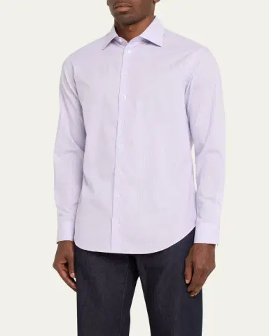 Giorgio Armani Men's Micro-Stripe Dress Shirt | Thumbnail 4 Giorgio Armani Men's Micro-Stripe Dress Shirt | Thumbnail 4