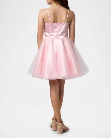 Un Deux Trois Girl's Satin & Tulle Party Dress, Size 7- | Thumbnail 2 Un Deux Trois Girl's Satin & Tulle Party Dress, Size 7- | Thumbnail 2