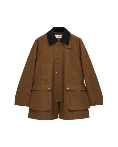 LOEWE Men's Canvas Corduroy Collar Trapeze Chore Jacket | Thumbnail 1 LOEWE Men's Canvas Corduroy Collar Trapeze Chore Jacket | Thumbnail 1