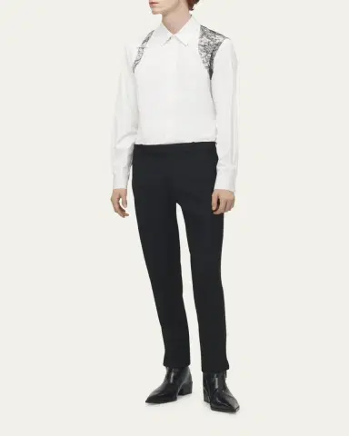 McQueen Men's Poplin Lace Harness Button-Down Shirt | Thumbnail 2 McQueen Men's Poplin Lace Harness Button-Down Shirt | Thumbnail 2