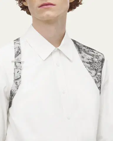 McQueen Men's Poplin Lace Harness Button-Down Shirt | Thumbnail 5 McQueen Men's Poplin Lace Harness Button-Down Shirt | Thumbnail 5