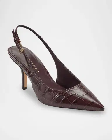 Marc Fisher LTD Dorie Croc-Embossed Leather Slingback Pumps | Thumbnail 2 Marc Fisher LTD Dorie Croc-Embossed Leather Slingback Pumps | Thumbnail 2