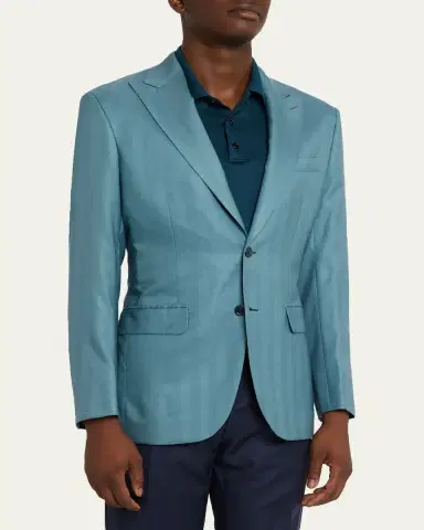 Brioni Men's Plume Cashmere Single-Breasted Blazer | Thumbnail 4 Brioni Men's Plume Cashmere Single-Breasted Blazer | Thumbnail 4