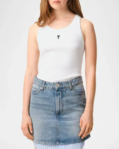 Ami Paris Contrast Ami de Coeur Embroidered Rib Tank Top | Thumbnail 4 Ami Paris Contrast Ami de Coeur Embroidered Rib Tank Top | Thumbnail 4