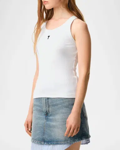Ami Paris Contrast Ami de Coeur Embroidered Rib Tank Top | Thumbnail 6 Ami Paris Contrast Ami de Coeur Embroidered Rib Tank Top | Thumbnail 6