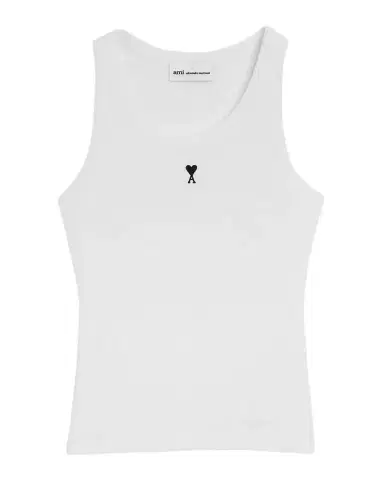 Ami Paris Contrast Ami de Coeur Embroidered Rib Tank Top | Thumbnail 1 Ami Paris Contrast Ami de Coeur Embroidered Rib Tank Top | Thumbnail 1