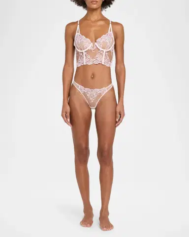 Kiki de Montparnasse Juliette Embroidered Low-Rise Lace Thong | Thumbnail 2 Kiki de Montparnasse Juliette Embroidered Low-Rise Lace Thong | Thumbnail 2