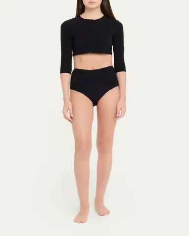 Lisa Marie Fernandez Crepe Cropped Cardigan | Thumbnail 2 Lisa Marie Fernandez Crepe Cropped Cardigan | Thumbnail 2