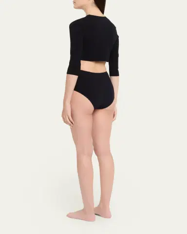 Lisa Marie Fernandez Crepe Cropped Cardigan | Thumbnail 3 Lisa Marie Fernandez Crepe Cropped Cardigan | Thumbnail 3