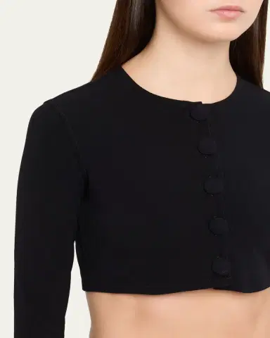Lisa Marie Fernandez Crepe Cropped Cardigan | Thumbnail 4 Lisa Marie Fernandez Crepe Cropped Cardigan | Thumbnail 4