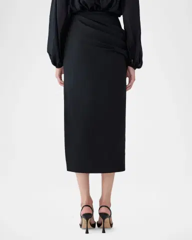 Carolina Herrera Draped Rose Slit Midi Skirt | Thumbnail 3 Carolina Herrera Draped Rose Slit Midi Skirt | Thumbnail 3