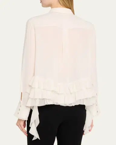 Cinq à Sept Nori Ruffled Button-Front Shirt | Thumbnail 3 Cinq à Sept Nori Ruffled Button-Front Shirt | Thumbnail 3
