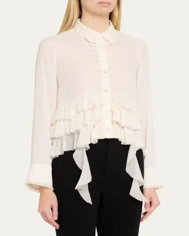 Cinq à Sept Nori Ruffled Button-Front Shirt | Thumbnail 4 Cinq à Sept Nori Ruffled Button-Front Shirt | Thumbnail 4