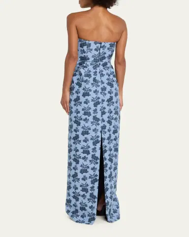 Markarian Rita Strapless Pleated Ruffle Bouquet Jacquard Column Gown | Thumbnail 3 Markarian Rita Strapless Pleated Ruffle Bouquet Jacquard Column Gown | Thumbnail 3