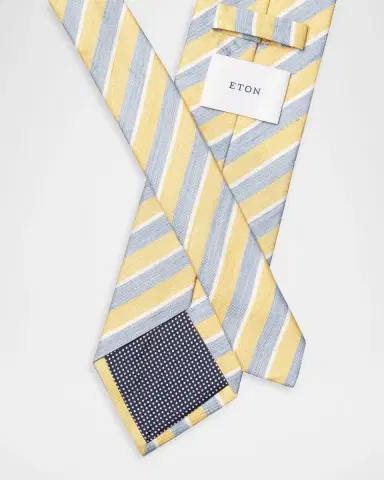 Eton Men's Linen and Silk Diagonal Stripe Tie | Thumbnail 2 Eton Men's Linen and Silk Diagonal Stripe Tie | Thumbnail 2