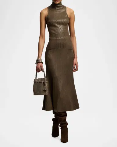 Ralph Lauren Collection Adrianna Foiled Rib-Knit Sweater Skirt | Thumbnail 2 Ralph Lauren Collection Adrianna Foiled Rib-Knit Sweater Skirt | Thumbnail 2