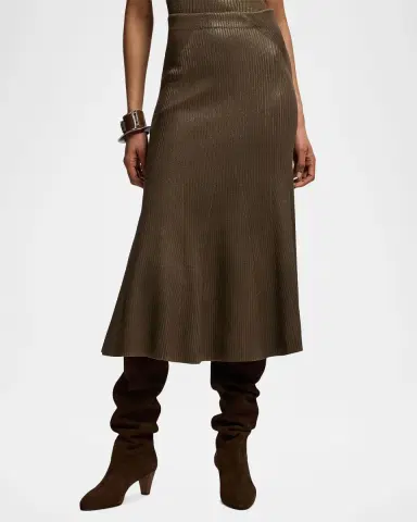 Ralph Lauren Collection Adrianna Foiled Rib-Knit Sweater Skirt | Thumbnail 4 Ralph Lauren Collection Adrianna Foiled Rib-Knit Sweater Skirt | Thumbnail 4