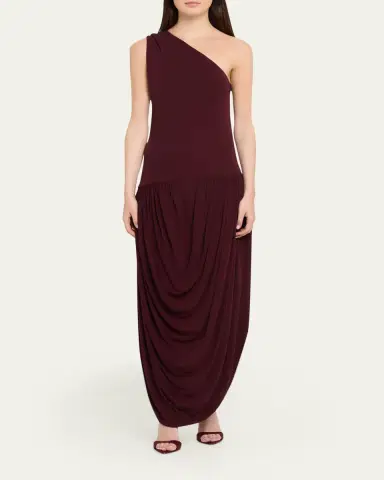 Brandon Maxwell Mila Draped One-Shoulder Maxi Dress | Thumbnail 2 Brandon Maxwell Mila Draped One-Shoulder Maxi Dress | Thumbnail 2