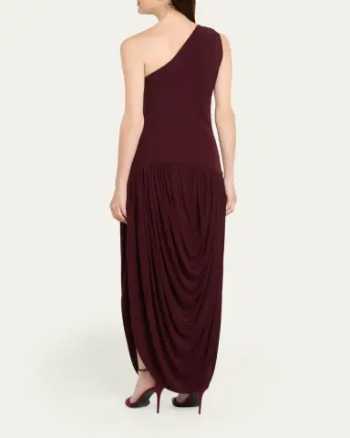 Brandon Maxwell Mila Draped One-Shoulder Maxi Dress | Thumbnail 3 Brandon Maxwell Mila Draped One-Shoulder Maxi Dress | Thumbnail 3