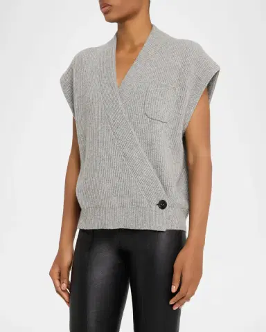 Brunello Cucinelli Cashmere Rib Wrap Vest | Thumbnail 4 Brunello Cucinelli Cashmere Rib Wrap Vest | Thumbnail 4