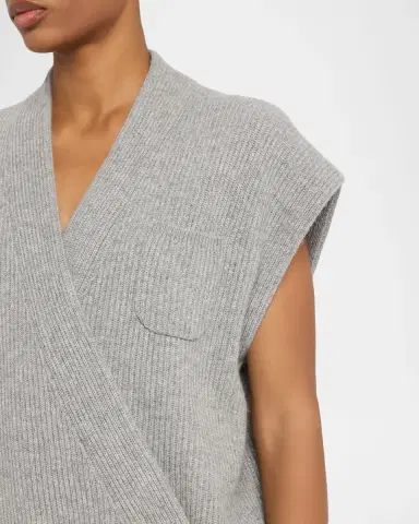 Brunello Cucinelli Cashmere Rib Wrap Vest | Thumbnail 5 Brunello Cucinelli Cashmere Rib Wrap Vest | Thumbnail 5