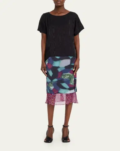 Dries Van Noten Layered Moire Midi Skirt | Thumbnail 2 Dries Van Noten Layered Moire Midi Skirt | Thumbnail 2
