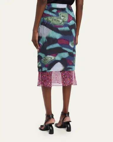 Dries Van Noten Layered Moire Midi Skirt | Thumbnail 3 Dries Van Noten Layered Moire Midi Skirt | Thumbnail 3