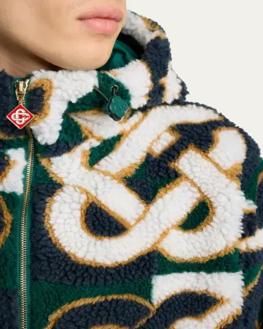 Casablanca Men's Check Monogram Hooded Fleece Jacket | Thumbnail 5 Casablanca Men's Check Monogram Hooded Fleece Jacket | Thumbnail 5
