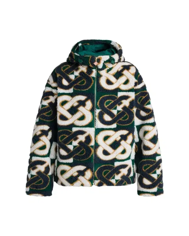Men's Check Monogram Hooded Fleece Jacket Men's Check Monogram Hooded Fleece Jacket