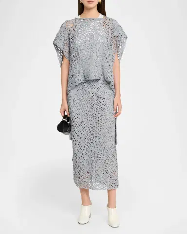 Diotima Marseille Openwork Knit Midi Skirt | Thumbnail 2 Diotima Marseille Openwork Knit Midi Skirt | Thumbnail 2