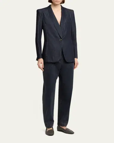 Giorgio Armani Single-Button Denim Blazer | Thumbnail 2 Giorgio Armani Single-Button Denim Blazer | Thumbnail 2