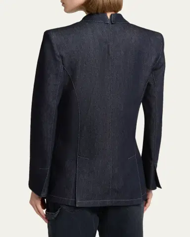 Giorgio Armani Single-Button Denim Blazer | Thumbnail 3 Giorgio Armani Single-Button Denim Blazer | Thumbnail 3